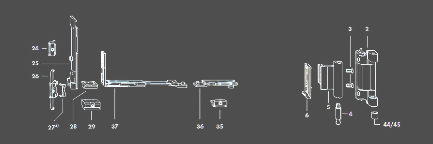 technical drawing for sliding door locking